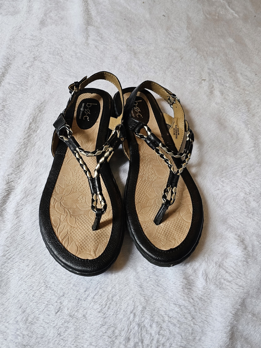 b.o.c. Black Braided T-Strap Sandals